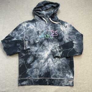 Try Guys Hoodie Adult Large Blue Tie Dye Fleece Sweatshirt Triceratops YouTube‎